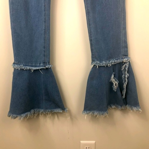JCJQ Heavily Distressed Bell Bottom Jeans. - Picture 10 of 14